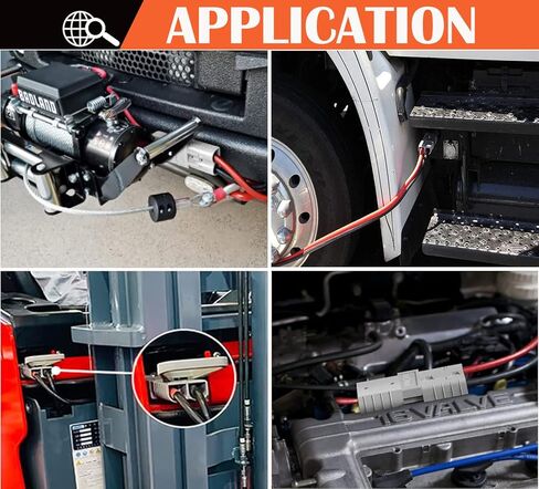 بطارية 50 أمبير توصيل سريع لفصل الموصل مع كابل موصل بطارية حلقة دائرية 10AWG، للرافعة الشوكية الكهربائية، والمنزل المتنقل، والجرارات (قطعتان) in Kuwait