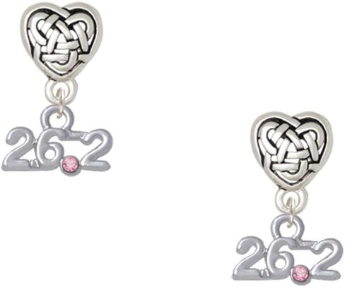 Delight Jewelry Silvertone Marathon - 26.2 with Crystal - Silvertone Celtic Knot Heart Post Earrings in Saudi Arabia