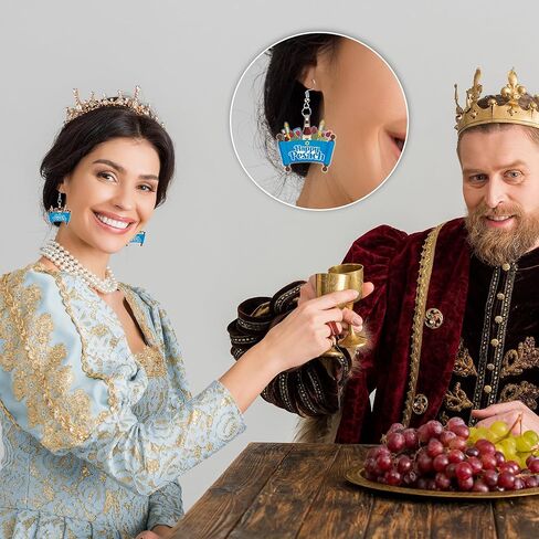 PANTIDE 8Pairs Passover Earrings for Women - Jewish Pesach Seder Food Matzo Haggadah Red Wine Earrings, Drop Dangle Acrylic Lightweight Cute Ear Decoration, Jewish Holiday Party Passover Jewelry Gift in Kuwait