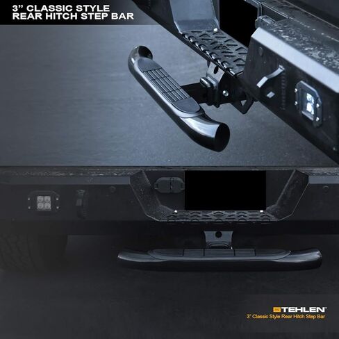 Stehlen 733469495314 Universal 3 'أسود مقطورة سحب جبل خلفي عقبة خطوة بار واقي حماية لـ 2 "x 2" سحب أنبوب الاستقبال in Kuwait