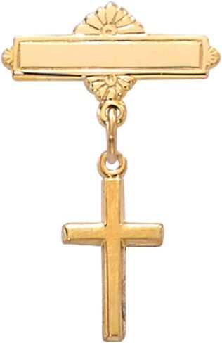 Bonyak Jewelry Gold on Sterling Cross Baby Pin Boxed in Saudi Arabia