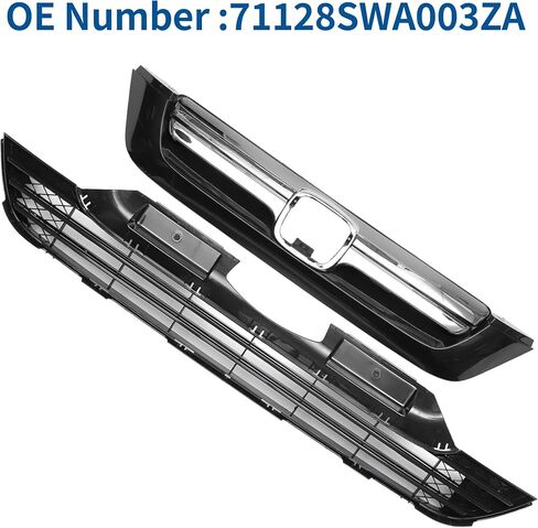 X AUTOHAUX No.71128SWA003ZA كروم فضي اللون أسود غطاء أمامي ممتص للصدمات مصبغة شواء لهوندا CR-V 2007-2009 المصد الأمامي شبكة الكلى شواء 1 Set in Saudi Arabia