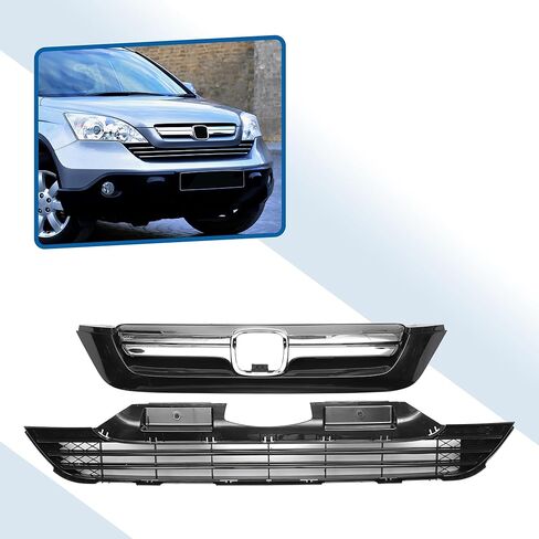 X AUTOHAUX No.71128SWA003ZA كروم فضي اللون أسود غطاء أمامي ممتص للصدمات مصبغة شواء لهوندا CR-V 2007-2009 المصد الأمامي شبكة الكلى شواء 1 Set in Saudi Arabia