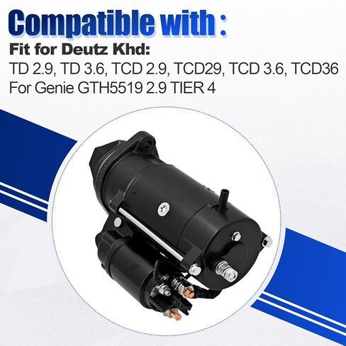 12V 9T 04131602 04606897 Starter Compatible with Deutz KHD TCD 2.9 TCD29 TD 2.9 TD 3.6 TCD 3.6 TCD36 AZE4282 IS1380 AZE4224 11132377 11132058 11.132.028 in Kuwait
