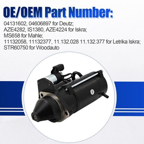 12V 9T 04131602 04606897 Starter Compatible with Deutz KHD TCD 2.9 TCD29 TD 2.9 TD 3.6 TCD 3.6 TCD36 AZE4282 IS1380 AZE4224 11132377 11132058 11.132.028 in Kuwait