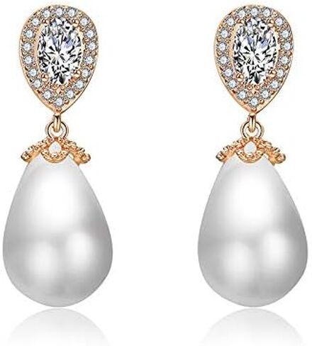 Elegant 14k Gold Freshwater Pearl & Moissanite Earrings - A Stunning Jewelry Gift for Her in Saudi Arabia