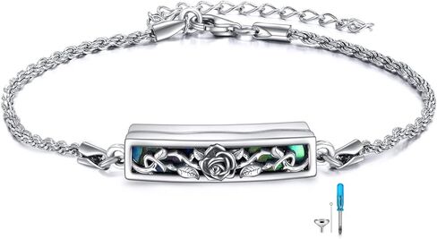 ONEFINITY Urn Bracelet for Ashes 925 Sterling Silver Abalone Shell Hummingbird/Dragonfly/Butterfly/Sunflower Cremation Jewelry for Ashes Keepsake Pendant Locket Bracelet for Women Mom in Kuwait