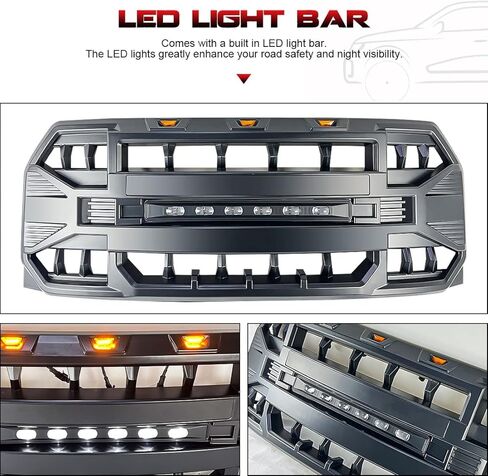 استبدال الشواية الأمامية لـ F150 2015 2016 2017، شبكة المصد الأمامي باللون الأسود غير اللامع مع أضواء الطرق الوعرة in Kuwait