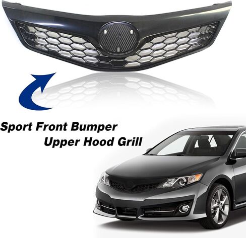 Front Bumper Upper Grille Assembly Fit For 2012 2013 2014 Toyota Camry SE XSE Black Hood Mesh Grill Assembly Factory Style Replacement Grill 5310106340C0 TO1200354 in Saudi Arabia