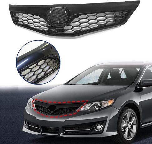 Front Bumper Upper Grille Assembly Fit For 2012 2013 2014 Toyota Camry SE XSE Black Hood Mesh Grill Assembly Factory Style Replacement Grill 5310106340C0 TO1200354 in Saudi Arabia