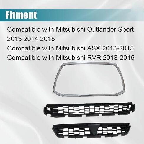 GXARTS Black Chrome Upper Front Bumper Grille 6402A276 Compatible with Mitsubishi Outlander Sport ASX RVR 2013 2014 2015 in Saudi Arabia