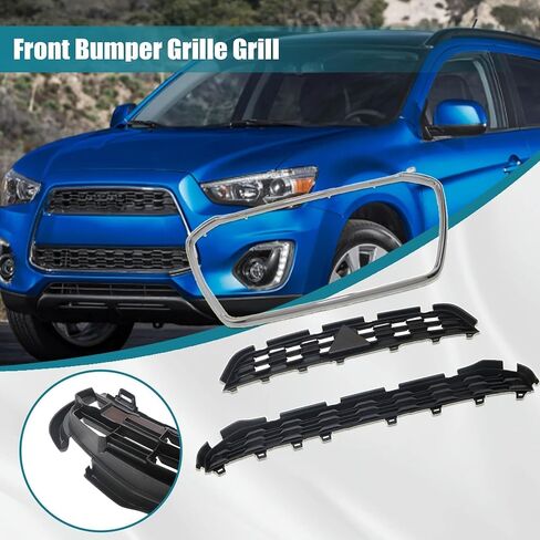 GXARTS Black Chrome Upper Front Bumper Grille 6402A276 Compatible with Mitsubishi Outlander Sport ASX RVR 2013 2014 2015 in Saudi Arabia