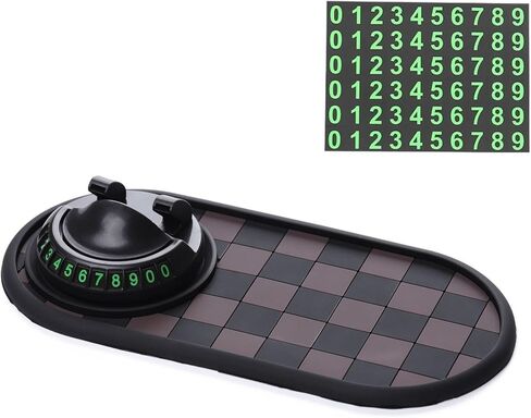 Car Dashboard Mat Kit: 360° Rotating Phone Holder, Parking Number Plate, Universal Anti-Slip Organizer Pad (Moonlight Silver) in Saudi Arabia