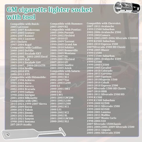 Car Cigarette Lighter Socket, OEM#56457 Vehicle Power Outlet Cigarette Socket with Removal Tool, Auto Lighter Plug Base Adapter Repair Kit, Compatible with Sierra Rainier Alero in Saudi Arabia