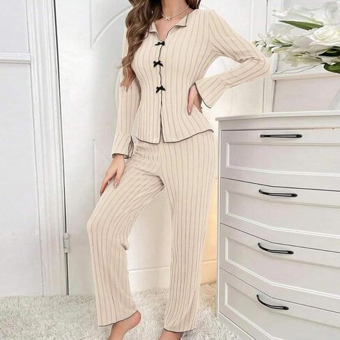Women'S Two-Piece Pajama Set, Warm, Comfortable, Casual, And Stylish Loungewear For Autumn And Winter in Saudi Arabia
