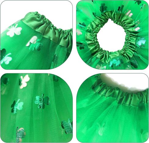 Wildarms Shamrock Green Tutu & Glitter Bow Headband Set - Party Costume, Dance Performance Cosplay Outfit in Kuwait
