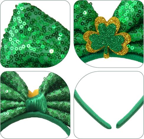 Wildarms Shamrock Green Tutu & Glitter Bow Headband Set - Party Costume, Dance Performance Cosplay Outfit in Kuwait