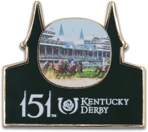دبوس طية صدر السترة من Indiana Metal Craft Kentucky Derby 151 First Turn Twin Spiers - جودة ممتازة 1.25 بوصة، قبعة مناسبة مرخصة رسميًا لعام 2025 ودبوس طية صدر السترة in Saudi Arabia