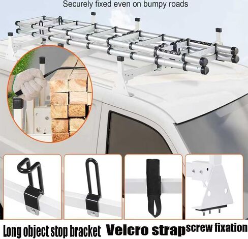 حامل سلم سقف لشاحنة البضائع لـ Ram ProMaster - هيكل فولاذي شديد التحمل مع 3 أشرطة متقاطعة - لمسة نهائية بيضاء متينة لتعزيز الاستقرار وقدرة التحميل in Kuwait