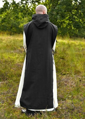 Battle-Merchant Medieval Monk Robe “Anselm" – 2-in-1 Habit with Hood & Scapular, Natural/Black, 100% Cotton in Kuwait