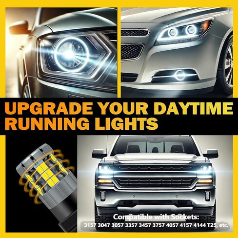 3157 LED Daytime Running Light Bulbs Compatible For Chevy Silverado 1500 2500 3500 1999-2006, 4114 Bulb, White Light, Plug and Play, Pack of 2 in Kuwait