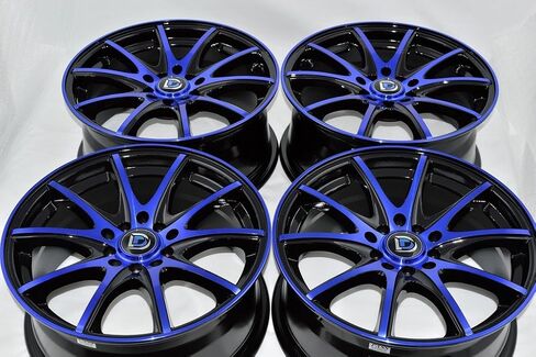 17" Wheels Rims DDR ST15 Black with Polished Blue Finish 17x7.5 5x100 5x114.3 40mm Offset 5 Lugs Bolt Pattern 5x100/114.3 (Set of 4) in Saudi Arabia
