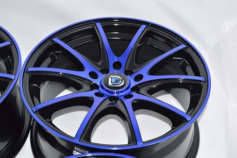 17" Wheels Rims DDR ST15 Black with Polished Blue Finish 17x7.5 5x100 5x114.3 40mm Offset 5 Lugs Bolt Pattern 5x100/114.3 (Set of 4) in Saudi Arabia