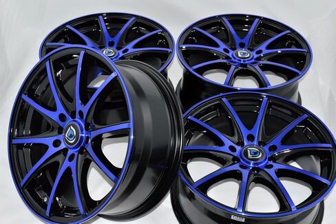 17" Wheels Rims DDR ST15 Black with Polished Blue Finish 17x7.5 5x100 5x114.3 40mm Offset 5 Lugs Bolt Pattern 5x100/114.3 (Set of 4) in Saudi Arabia