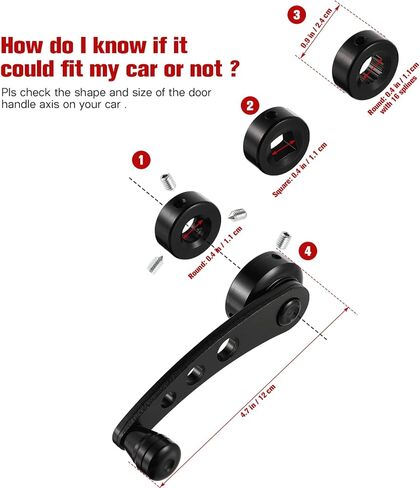Veemoon 1 نافذة السواعد مجموعة مقبض نافذة السيارة سبائك الألومنيوم نافذة كرنك مقبض عالمي نافذة السيارة مقبض استبدال الباب الملحقات- نافذة بابية مقبض كرنك (4.3 × 1.7 × 1.46 بوصة) in Kuwait