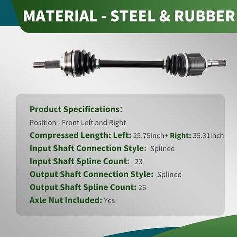 2 Pcs CV Axle Shaft Assembly Kit Compatible with Yaris 2007-2017 1.5L L4, Front Left Long & Right Short Axles with M22×1.5 Axle Nuts, Replaces 434100D520 4342052210 NCV69451 NCV69452 in Saudi Arabia