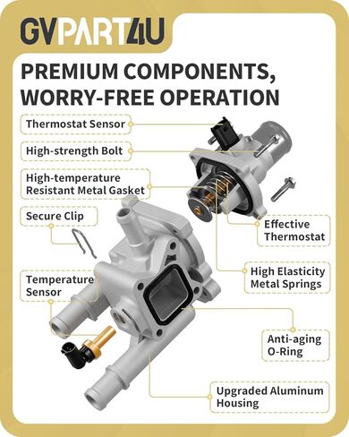 Upgraded Aluminum Engine Coolant Thermostat Housing Assembly with Gasket & Sensor -Fit for Chevrolet Cruze 2011-2016, Sonic 2012-2018, Trax 2013-2020, 1.6L &1.8L, Replace 25199824 25192228 in Kuwait