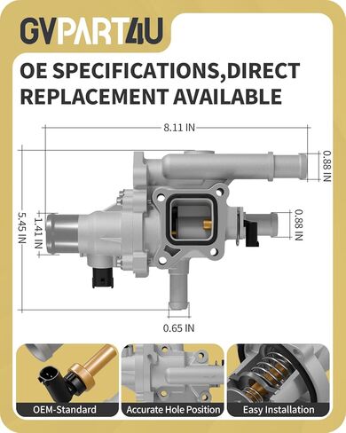 Upgraded Aluminum Engine Coolant Thermostat Housing Assembly with Gasket & Sensor -Fit for Chevrolet Cruze 2011-2016, Sonic 2012-2018, Trax 2013-2020, 1.6L &1.8L, Replace 25199824 25192228 in Kuwait