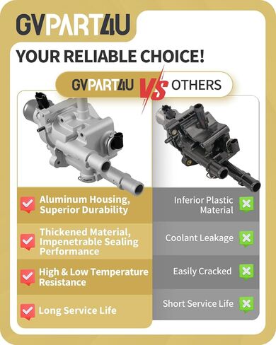 Upgraded Aluminum Engine Coolant Thermostat Housing Assembly with Gasket & Sensor -Fit for Chevrolet Cruze 2011-2016, Sonic 2012-2018, Trax 2013-2020, 1.6L &1.8L, Replace 25199824 25192228 in Kuwait