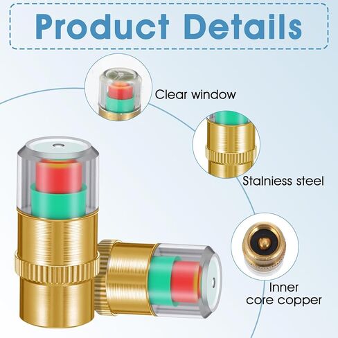 12Pcs Car Tire Pressure Monitor Valve Stem Caps, 2.4Bar 36PSI Tire Pressure Monitor Sensor Indicator Tire Pressure Monitoring Caps Universal with 3-Color Eye Alert for Cars Motorcycles Bicycles in Saudi Arabia