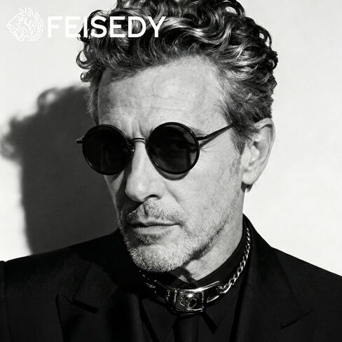 FEISEDY نظارات شمسية مستقطبة قابلة للتعديل، إطار من التيتانيوم خفيف الوزن قابل للطي، عدسة Steampunk مستديرة ND TAC UV400 B0379 in Saudi Arabia