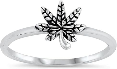 CloseoutWarehouse 925 Sterling Silver Marijuana Ring in Saudi Arabia