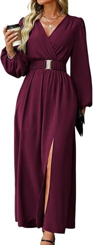 Women's Cocktail Dresses for Women Elegant Dresses Belt Slit Long Maxi Dress in Saudi Arabia