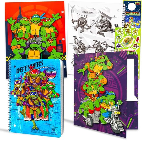 Teenage Mutant Ninja Turtles School Supplies Set - Bundle with 2 Spiral Notebooks, 2 Portfolio Folders, Stickers, More | TMNT School Supplies Set for Boys, Girls, Kids in Saudi Arabia