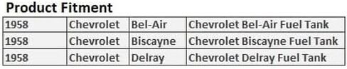 New Fuel Gas Tank 16 Gallon Compatible with Chevy Bel-Air Biscayne Delray 1958, Replacement for FTA07702 in Kuwait