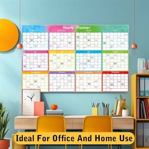 Large Wall Calendar Dry Erase 59x37 Inch,MoShining, 2026 Calendar,Yearly Planner 2026-2027 For Office Home Watercolor Wall Planner With Pen and Eraser Fold in Kuwait