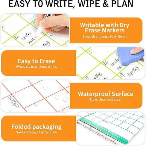 Large Wall Calendar Dry Erase 59x37 Inch,MoShining, 2026 Calendar,Yearly Planner 2026-2027 For Office Home Watercolor Wall Planner With Pen and Eraser Fold in Kuwait