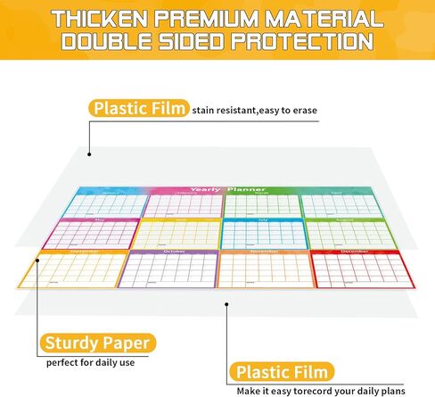 Large Wall Calendar Dry Erase 59x37 Inch,MoShining, 2026 Calendar,Yearly Planner 2026-2027 For Office Home Watercolor Wall Planner With Pen and Eraser Fold in Kuwait