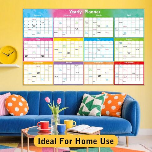 Large Wall Calendar Dry Erase 59x37 Inch,MoShining, 2026 Calendar,Yearly Planner 2026-2027 For Office Home Watercolor Wall Planner With Pen and Eraser Fold in Kuwait