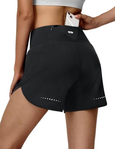 MIER Womens 2-in-1 Athletic Running Shorts with Pockets, 3" High Waisted Quick Dry Active Exercise Shorts with Mesh Liner in Saudi Arabia