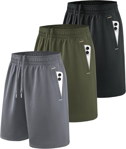 مجموعة من 3 شورتات رياضية للرجال من ليتل بيوتي، مقاس 9 بوصات، سريعة الجفاف، رياضية للجري، مع جيوب للتمرين غير الرسمي in Kuwait