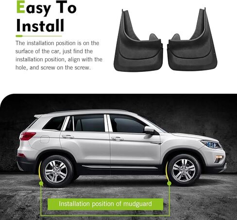 2 PCS Car Mud Flaps, Splash-proof Scratch-Resistant Rubber Tire Mud Guards, 8.86" x 12.6" Wheel Fender Protector, Universal for Cars SUVs Trucks (Black) in Saudi Arabia