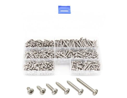 LBY 350pcs #6 ×(1/4''~1-1/4'') Truss Head Wood Screws, Philips Pan Head Self-Tapping Wood Screws Assortment Kit, 7 Sizes, 304 Stainless Steel (Silver) in Kuwait