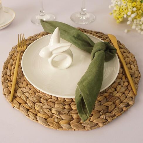 مجموعة حلقات منديل أرنب عيد الفصح مكونة من 6 قطع، حامل حلقات منديل أرنب بورسلين، حلقات منديل أرنب أبيض لعيد الفصح، حفلة الربيع، الولائم، العشاء، ديكور طاولة الزفاف in Kuwait