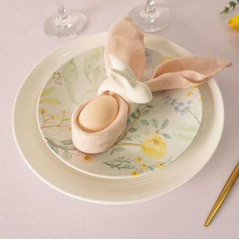 مجموعة حلقات منديل أرنب عيد الفصح مكونة من 6 قطع، حامل حلقات منديل أرنب بورسلين، حلقات منديل أرنب أبيض لعيد الفصح، حفلة الربيع، الولائم، العشاء، ديكور طاولة الزفاف in Kuwait