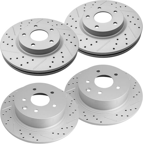 Disc Brake Rotor Front and Rear Drilled and Slotted Vented Rotors Replacement for 2013-2021 Nissan Altima (296mm; 291.6mm) in Saudi Arabia